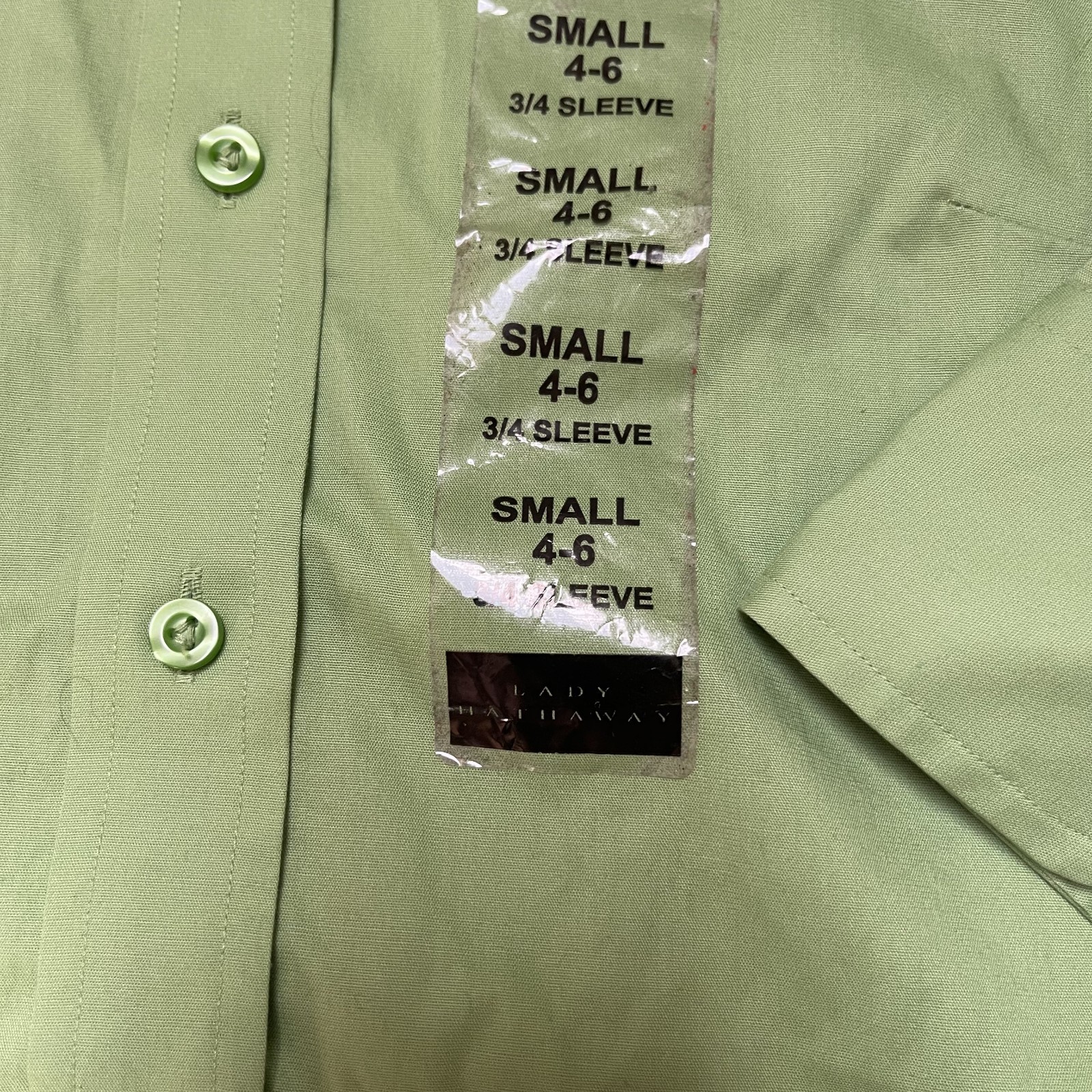 Lady Hathaway Womens Large Solid Collar Button Up 3/4 Sleeve Cotton Size S