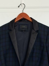 J.Crew Regent Blazer 12 Navy Tartan Plaid Wool Single Button Tuxedo Lapel Preppy