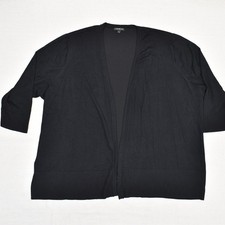 Lane Bryant Women's Open Cardigan Sweater 3/4 Sleeve Rayon Black Size 26/28