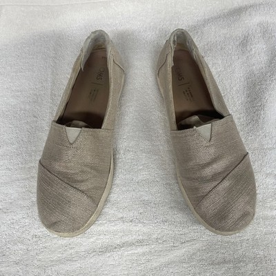 TOMS Women's Avalon Slip On Sneaker Rose Gold metallic woven size 8.5.