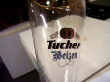 Tucher Weizen German Wheat Pilsner Beer Glass 10" High, Gold Rim