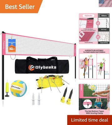 32ft Regulation Size Portable Outdoor Volleyball Net Set System for Backyard ...