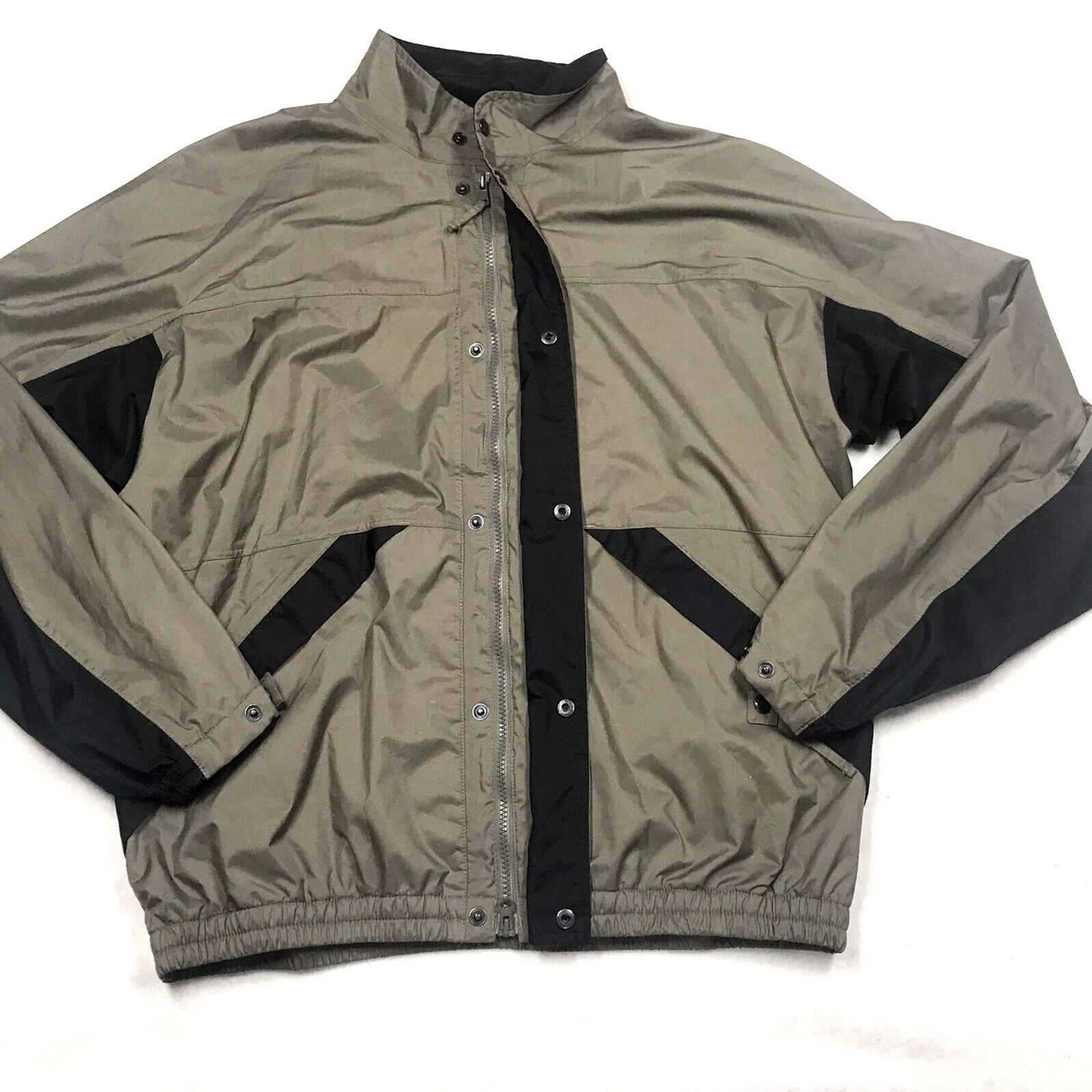 FOOTJOY Dryjoys Jacket Men L Olive Green Lined Rain Parka Golf Full Zip Elastic