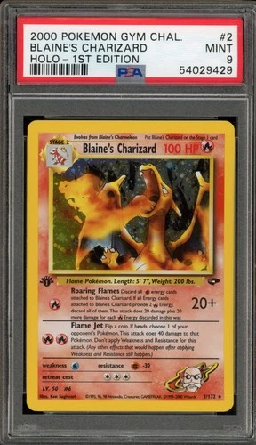 Pokemon Blaine's Charizard Gym Challenge 1st Edition Holo #2 PSA 9 Mint