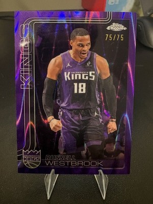 Russell Westbrook 2025-26 Topps Chrome Update Purple RayWave Refractor 75/75 