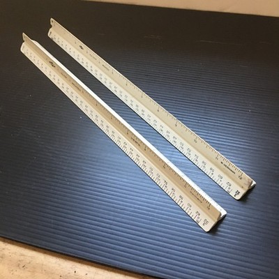 2 PCS VTG Alvin Triangular Architectural Drafting Ruler 12''L No.110P W. Germany