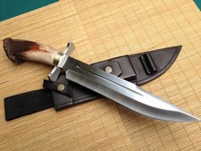 15  Handmade Bowie Knife   440C Stainless Steel Blade with Stag Crown Handle