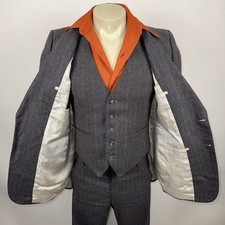 Vintage 3 Piece Leisure Suit Mens 38 Jacket 31 31 Pants Bell Bottom Disco 70s