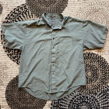 Van Heusen Button Up Short Sleeve Shirt Green Men's XL 17-17 1/2.