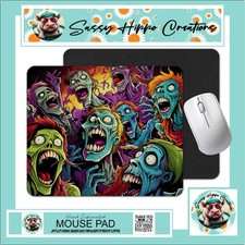 Mouse Pad Screaming Zombies Spooky Creepy Halloween Anti Slip Back Easy Clean