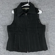 Kenneth Cole Reaction Vest Womens Large Black Down Puffer Quilted Zip Pockets
