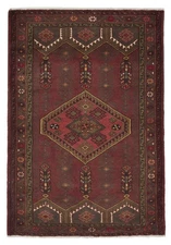 Vintage Dark Red Traditional 3'5" x 5'0" Hand-Knotted Oriental Wool Area Rug