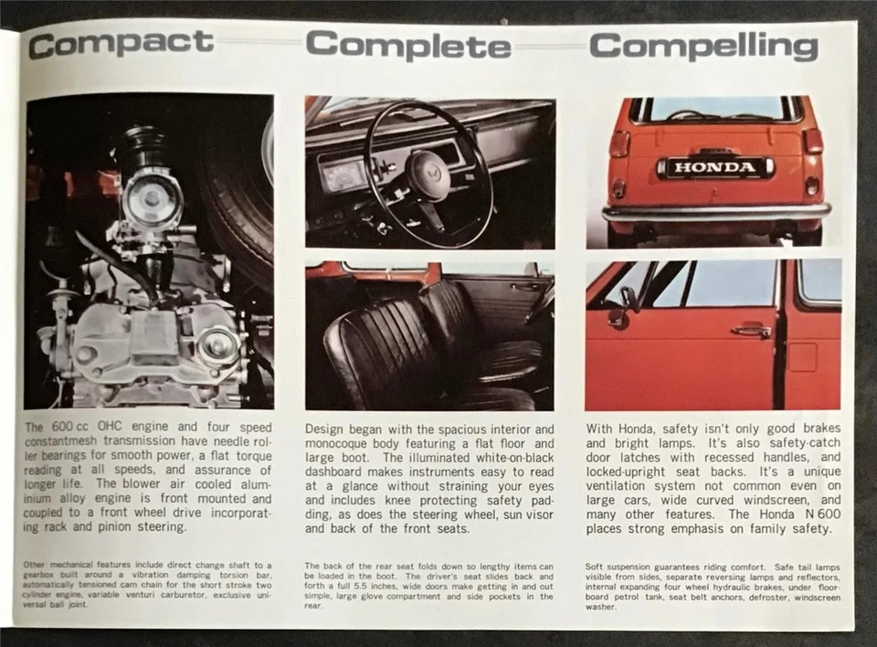 HONDA N600 Car Sales Brochure 1967 - Image 3 of 4