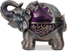 Elephant Ashtray with Lid - Windproof Metal Ashtray for Outdoor & Indoor Use, Pr