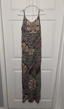 LASCANA Multi Print patchwork Maxi Dress Sz 10 boho spaghetti strap