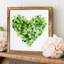 St Patricks Day Gift Wooden Plaque Clover Heart Design For Friends And Family