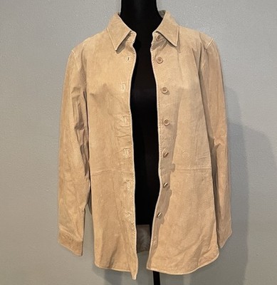 Bagatelle Women's Tan Suede Shirt Jacket Size Medium Leather