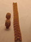 Vintage Sarah Cov Gold Mid Century Modern Balled Pattern Bracelet/Earrings Set — photo 2