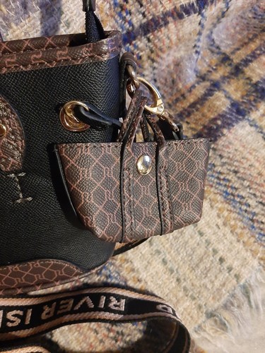 Lovely River Island Black /Brown Monogram Handbag Perfect Condition! - Picture 10 of 15