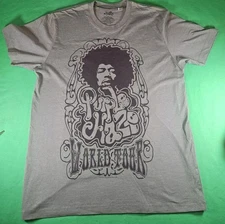 Jimi Hendrix T Shirt L Purple Haze World Tour Grey Rock Icons Series 