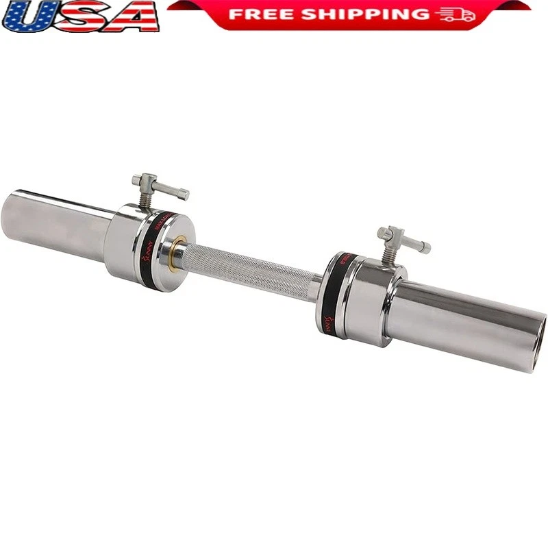 Olympic Dumbbell Rotating Sleeves Knurled Grip Locking Collars Durable