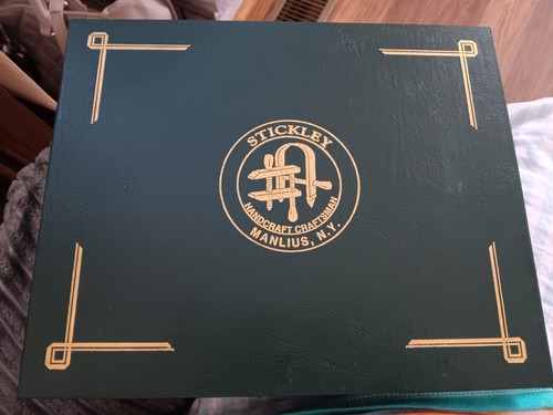 Stickley Vintage Green Leather And Velvet Jewelry Box Made In Manlius NY