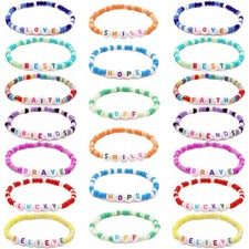 Friendship Bracelets for Girls Preppy Letter Beaded Bracelets Bulk Colorful S...