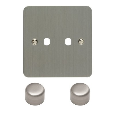 Varilight WFS2 Ultraflach gebürsteter Stahl Matrix 2 Gang Dimmer Kit inkl. Regler