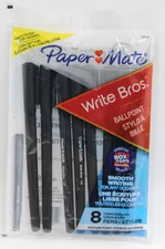 Paper Mate Write Ballpoint Pens 1.0mm Medium Point Black Ink 8-Pack NEW Sealed