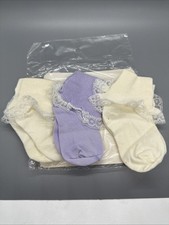 Lot Of 3 Vintage Fancy Socks Little Girls Lace New Old Stock Toddler Anklet Cuff