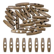 24pcs Wooden Toggle Button, 50mm/2" 2 Hole Olive Sewing Buttons, Coffee