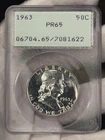 1963 Franklin Silver Half Dollar 50C PCGS PF65 PR65 Rattler Vintage Holder GEM