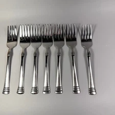 Cambridge Axis Stainless Salad Forks Set of 7 Triple Band Pattern Flatware China