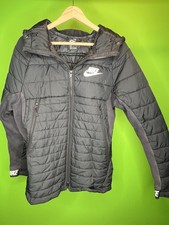 Black Nike Puffa Puffer Jacket Coat Sports Training Men’s Medium M With Hood