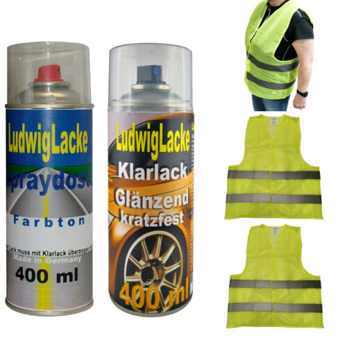 Calcitweiss 650 Autolack Klarlack für Mercedes Spraydosen  & 3 Warnwesten - Bild 1 von 6
