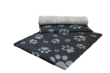 VETFLEECE Non Slip Deep Pile Fleece Vet Bed Roll Dog Cat Cage Charcoal Grey Paws