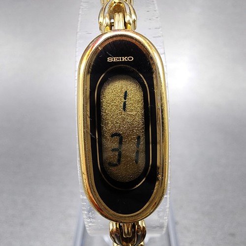 Seiko Watch Women 13mm Digital Gold Tone Oval L620-4000 New Battery - Picture 2 of 11