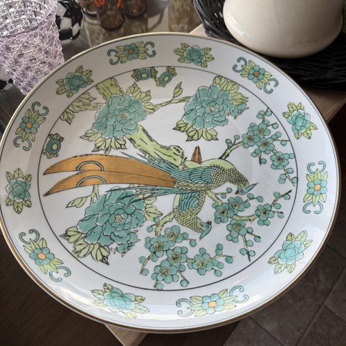 Zuppiera e piatto oro Imari, pavoni, verde acqua, verde - Foto 8 di 10