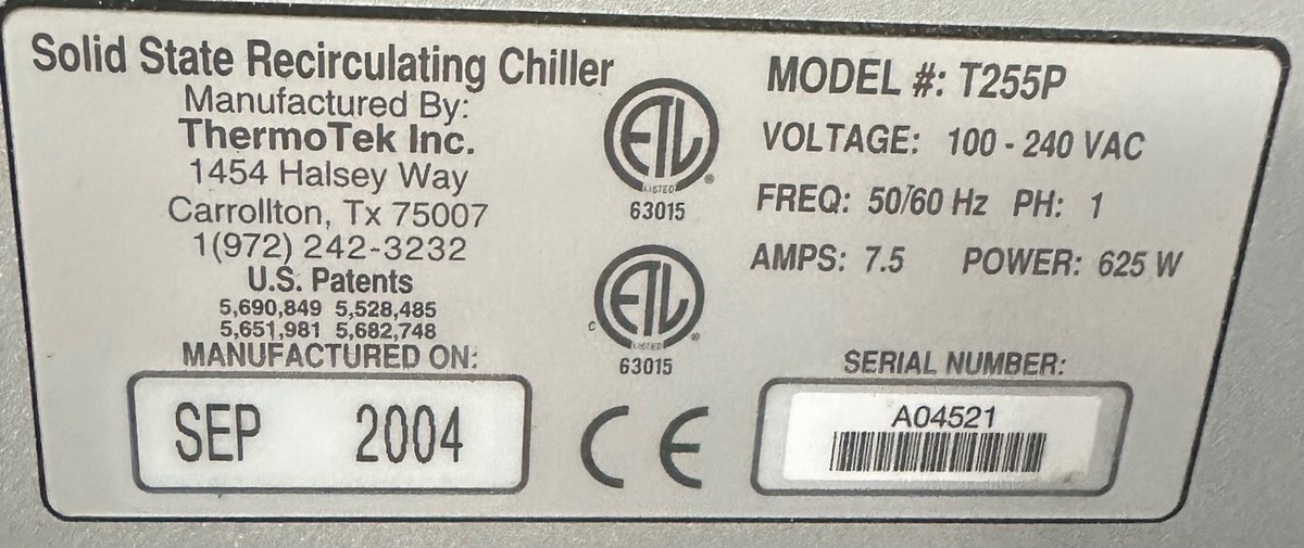 COHERENT Thermotek T255P Solid State Chiller | eBay COHERENT Thermotek T255P Solid State Chiller | eBay