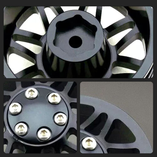 Black Alloy 1.9 Wheel Rim Set 2 front +2 Dually Rear for RC4WD RC Car Crawler - Picture 5 of 15