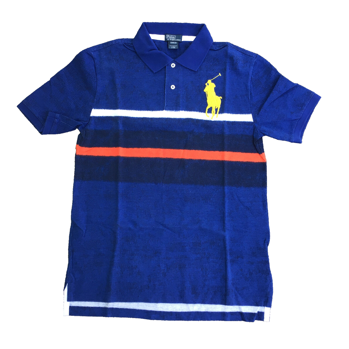 Polo Ralph Lauren Shirt XL (18-20) Youth Blue Orange Short Sleeve