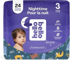Hello Bello Premium Overnight Baby Diapers Size 3, 24 Count, Unisex, Ultra Absor