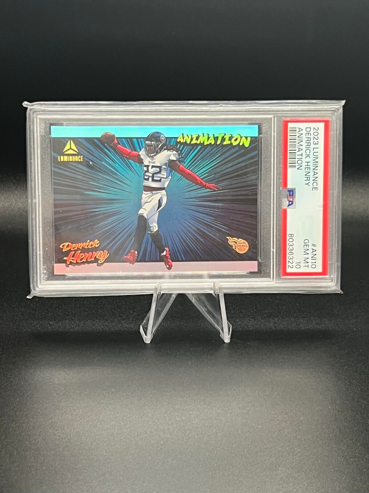 2023 Panini Luminance Derrick Henry Animation SSP Case Hit Titans PSA 10 (BB)