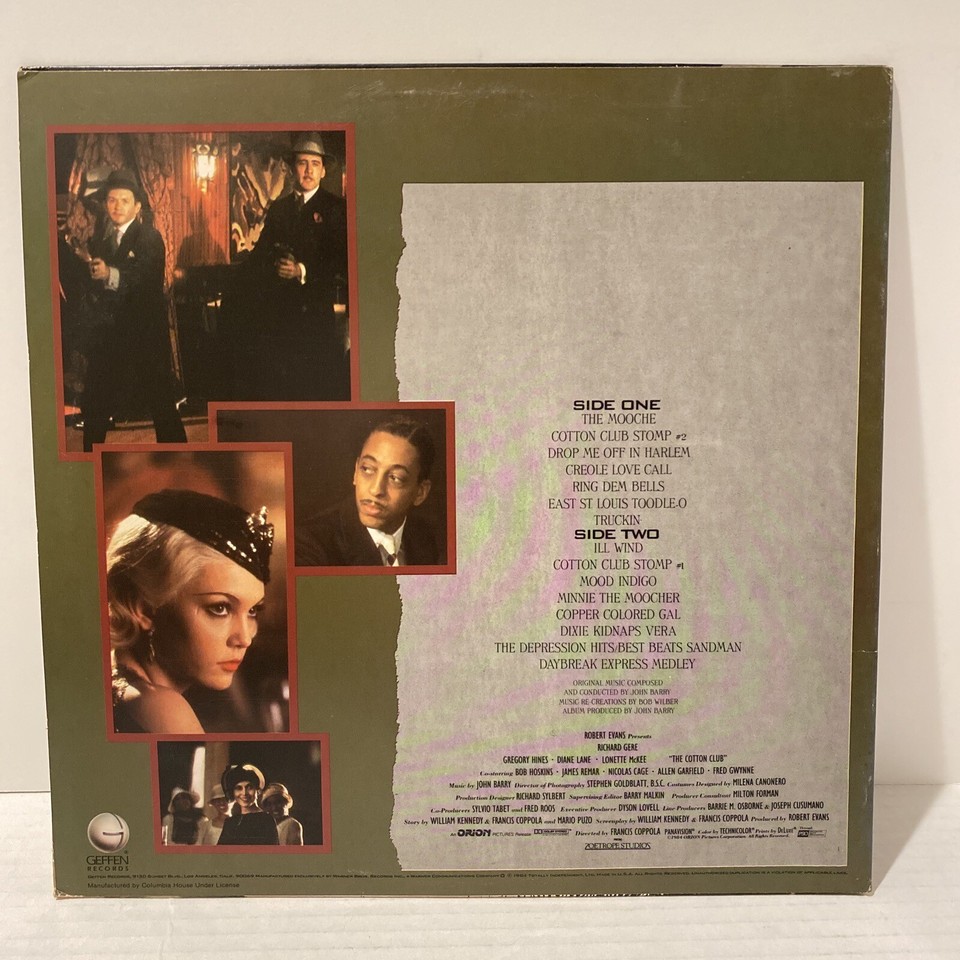 THE COTTON CLUB SOUNDTRACK VINYL Record LP 1984 JOHN BARRY NM eBay