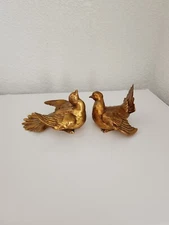 2 Kay Finch California RARE AND SIGNED GLAZED  and GOLD LEAF LOVE DOVES Stunning