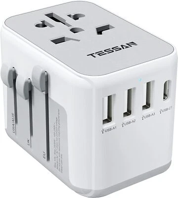 TESSAN Universal Travel Adapter International Power Plug Adaptor with USB C to EU UK