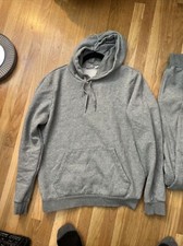 PUMA Men's Gray Embossed Classic Logo Fleece Hoodie  Jogger Set M