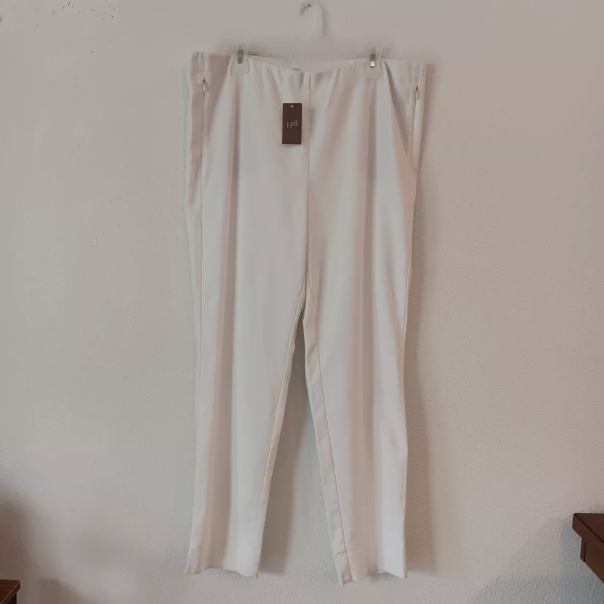 J.Jill Slim Leg Pure Jill Knit White Pull On Pants Womens Plus