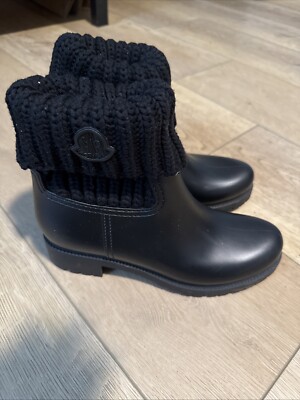 Women s Moncler Snow Boots Rain boots With Knit Cuff Size 39