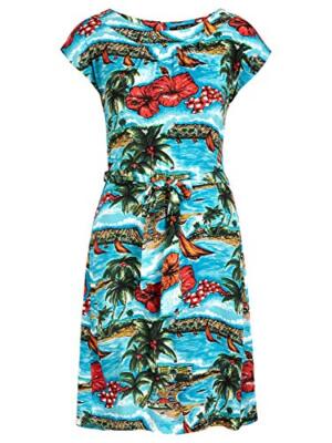 King Louie Damen Kleid Shirley Dress Great White Ocean Blue Numeric_38